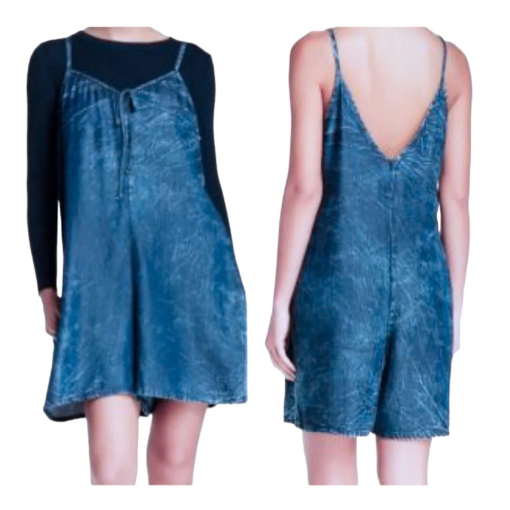 Anthropologie Mineral Wash Romper Medium SOFT Cool Breathable Spaghetti Straps